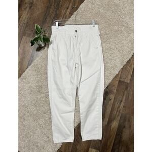 American Eagle Size 2 X-Short White Pleated 100% Cotton High-Rise Mom Jeans